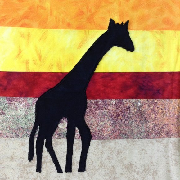 Handmade Quilted Wall Hanging African Serengeti Giraffe & Tree Wall Art - Picture 7 of 14